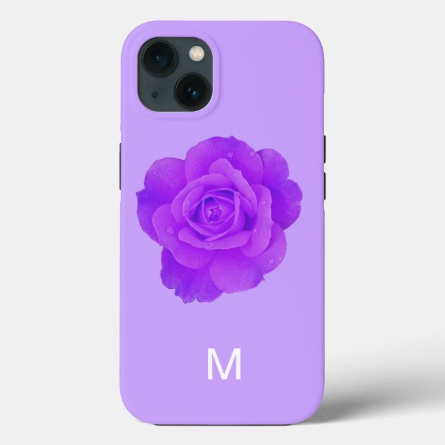 Presente de Monograma de Rosa Floral Violeta Elega (Verso)