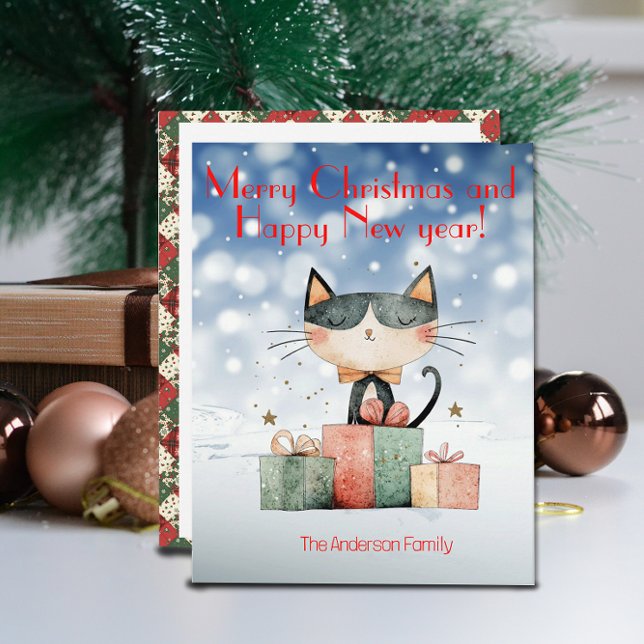 Presente de Natal de gato fofo Cartão postal de fé (Criador carregado)