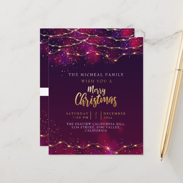 Presente de Natal Mínimo Purple Neon Holly Persona (Frente/Verso In Situ)