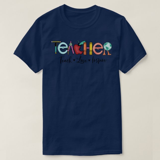 Presente de professor ensina amor inspira camisa P (Frente do Design)
