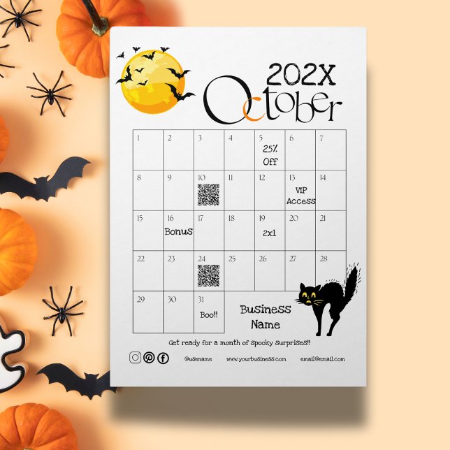 Presente de Promoção de Calendário Avançado de Con (Halloween Countdown Advent Calendar Promotion Gift  Qr code link url web page business logo social)
