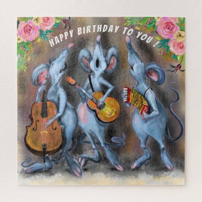 Presente de Quebra-cabeça de aniversário com Banda (Vertical)