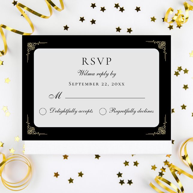 Presente de RSVP Dourada Clássico Elegante Clássic (Criador carregado)