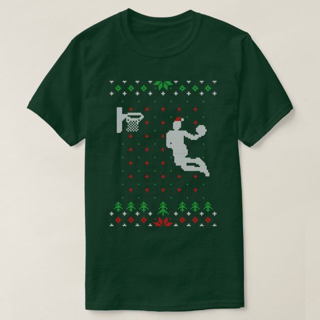 Presente de Suéter de Natal Feio de Basquete (Frente do Design)