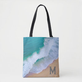 Presente de surf monograma de onda oceânica Tote B