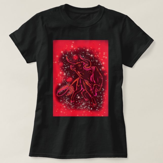 Presente De T-Shirt Bull Em Noite Vermelha De Fome (Frente do Design)