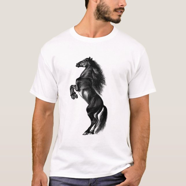 Presente de T-Shirt Preto Selvagem de Cavalo Preto (Frente)