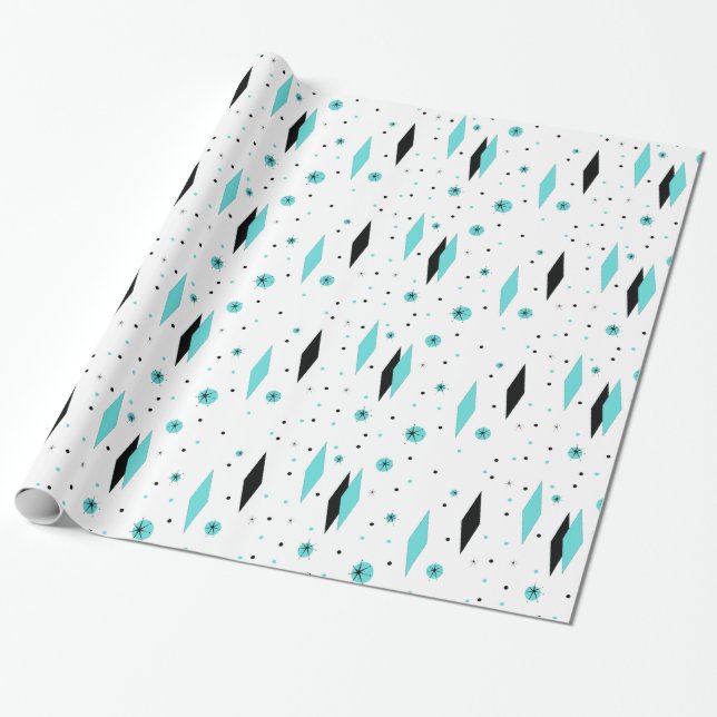 Presente Diamantes retros e papel de envolvimento de (Desenrolado)