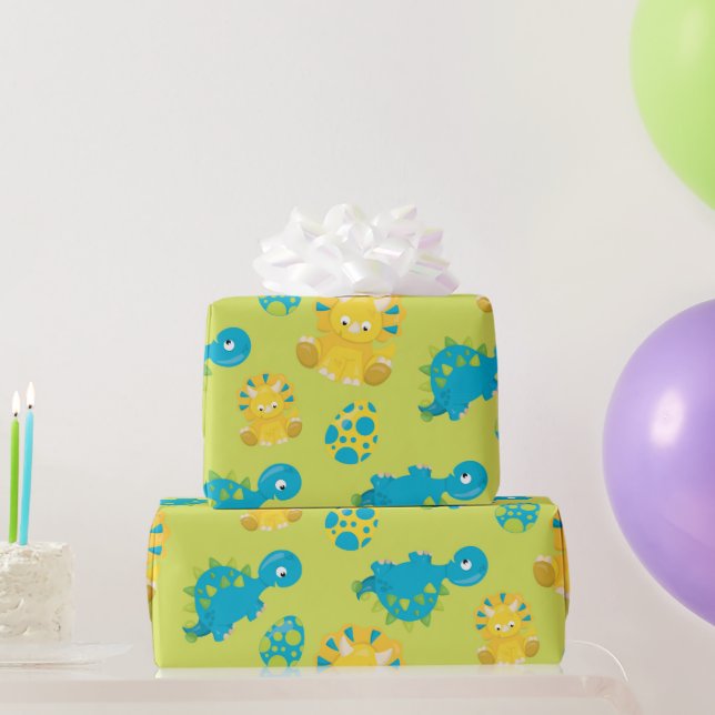 Presente Dinossauro e papel de embalagem pré-histórico de o (Presentes para festas)