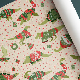 Presente Dinossauros bonitos, doces de natal, papel de embr
