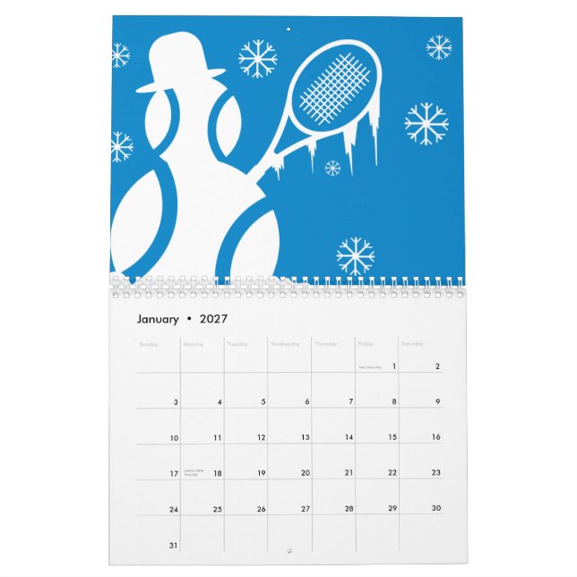 Presente do Calendário de tênis com ilustrações co (Jan 2027)