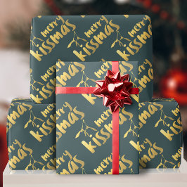 Presente Dourado Mistletoe Kissmas Papel de Moldagem de Nat