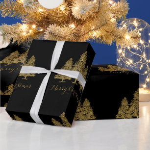 Presente Dourado Papel de Embalagem de Árvores de Natal Fe