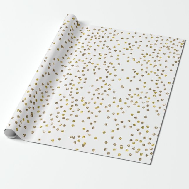 Presente Dourado papel de enrolamento de Confetti com Glitt (Desenrolado)