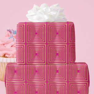 Presente Dourado papel de enrolamento de cor-de-rosa-quente