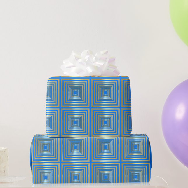 Presente Dourado papel de enrolamento luxuoso azul-neon (Criador carregado)