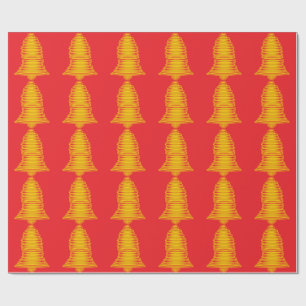 Presente Dourado papel de escuta vermelho em células