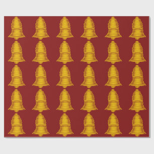 Presente Dourados sinos em papel de enrolamento vermelho es