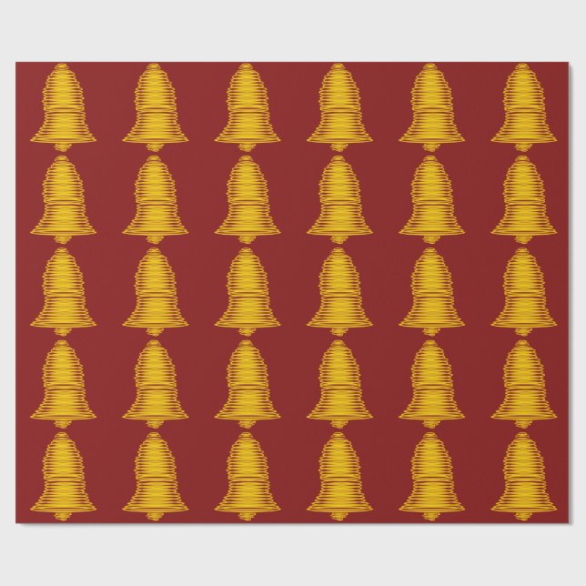 Presente Dourados sinos em papel de enrolamento vermelho es (Aberto)