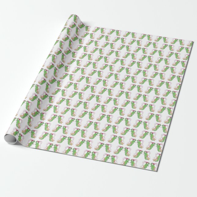 Presente Duas ervilhas em um papel de envolvimento do vagem (Desenrolado)
