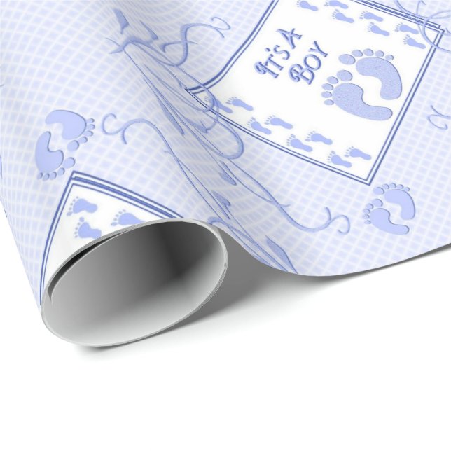 Presente É um papel de enrolação de pegadas azuis (Ponta do rolo)