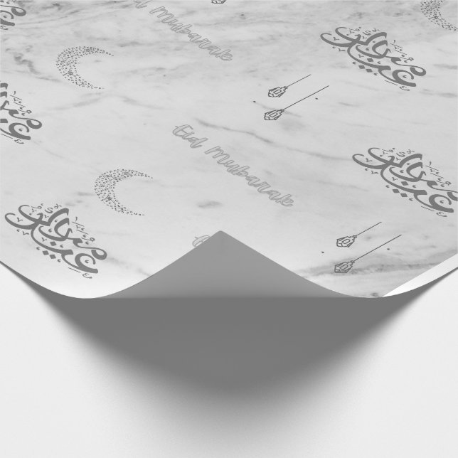 Presente Eid Mubarak Árabe: Papel de Moldagem Marble White (Ponta)