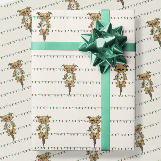 Presente Engraçado Gato Tangido com Luzes de Natal Papel de
