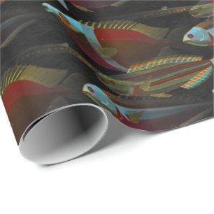 Presente Envoltório maravilhoso do papel de peixes do