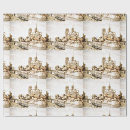 Presente Envolva o papel com de "imagem da catedral Notre