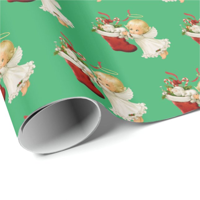 Presente Esfregando papel de Natal - Anjo pequeno (Ponta do rolo)
