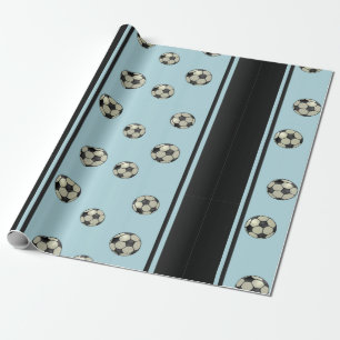 Presente Esportes de bola de futebol Papel de enrolarAzul-b