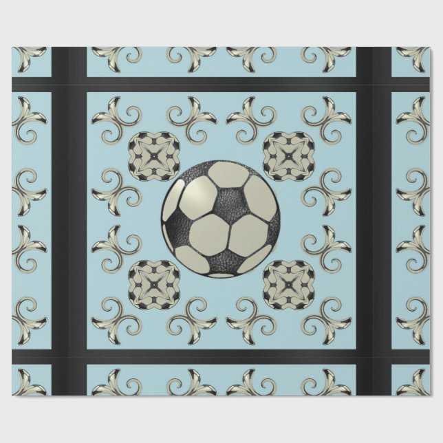 Presente Esportes de bola de futebol Papel de enrolarAzul-b (Aberto)