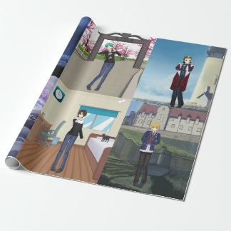 Presente Estilo de animação caras de empacotamento de papel