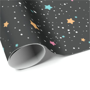 Presente Estrelas Coloridas no Papel de Molho Preto