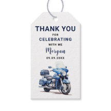 Etiqueta de Agradecimento Azul Editável para Moto 