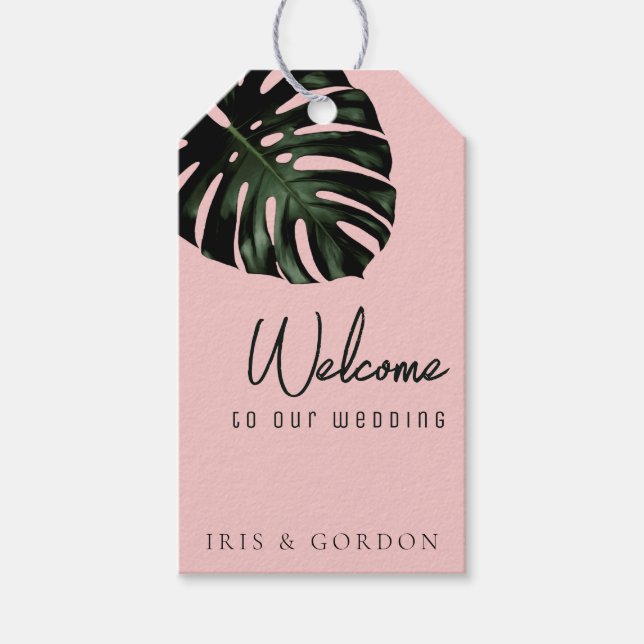 Presente Etiqueta de Boas-Vindas para Casamento Rosa em Des (Frente)
