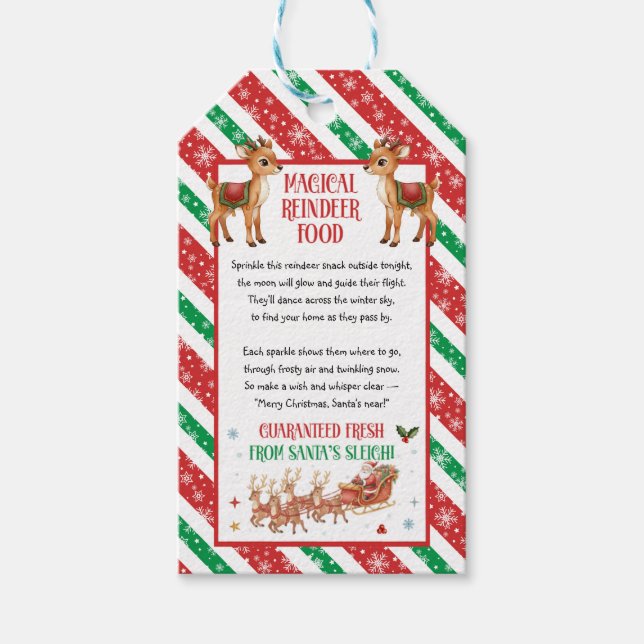 Presente Etiqueta de Comida Mágica para Rena no Natal (Frente)