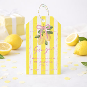 Presente Etiqueta de Favor para Chá de Bebê Yellow Stripe G