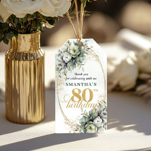 Presente Etiqueta de Folhagem Verde Bohemia para 80º Aniver