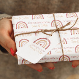 Presente Etiqueta de presentes para Parabéns Arco-Íris Boho