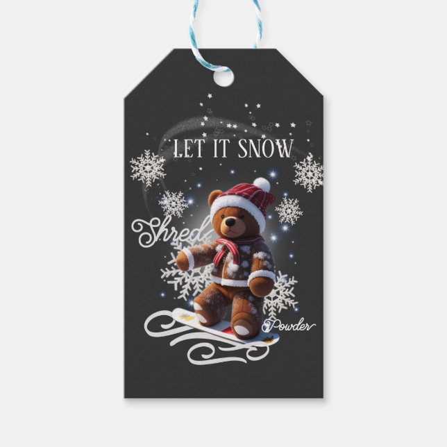 Presente Etiqueta para Presente/Neve/TeddyBear Snowboard (Frente)