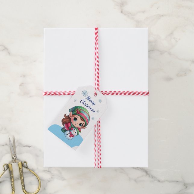 Presente Etiqueta Para Regalo Duendecilla Navideña (Com cordão)