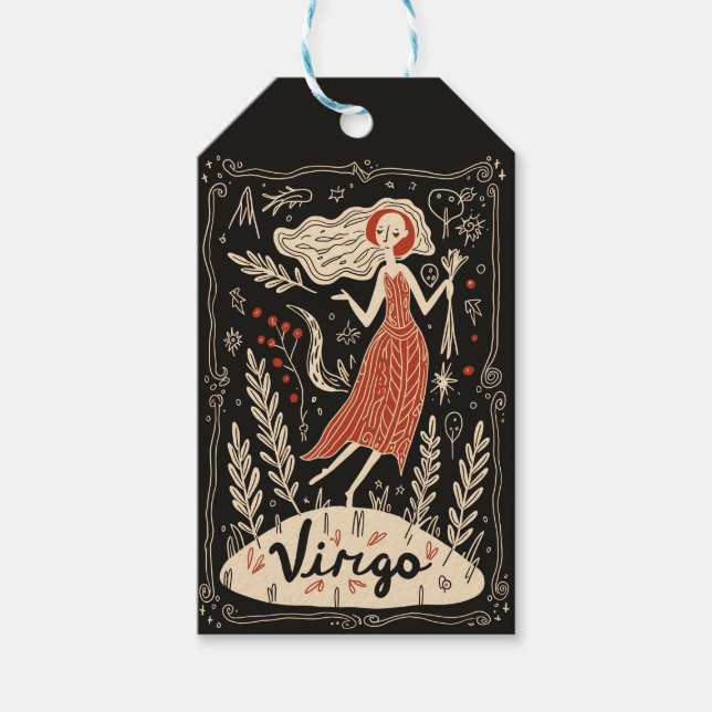 Presente Etiquetas Virgo Celestial Arte Zodiac (Frente)