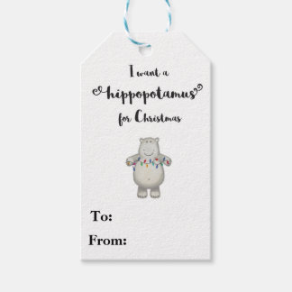 Presente Eu quero um Hippopotamus para o Natal - Etiqueta d