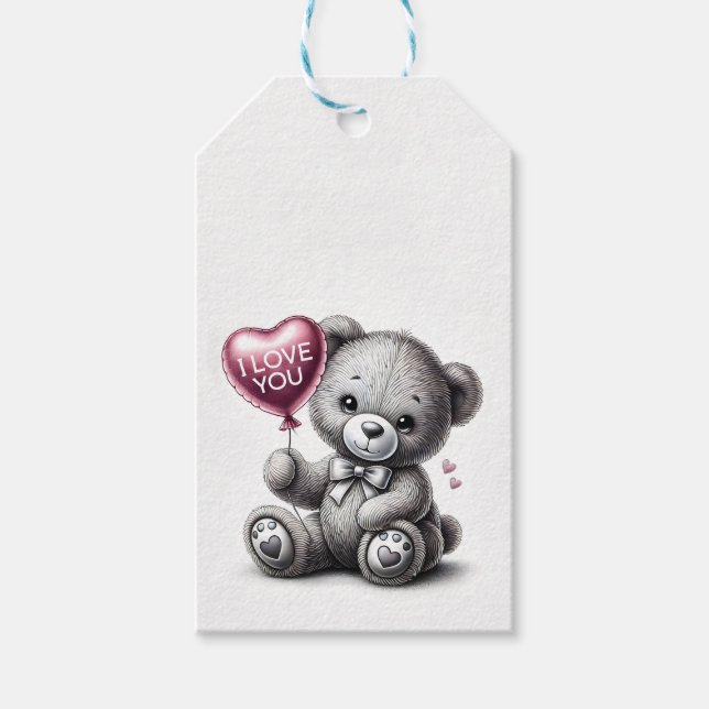 Presente "Eu Te Amo" Etiqueta para Ursinho de Pelúcia (Frente)
