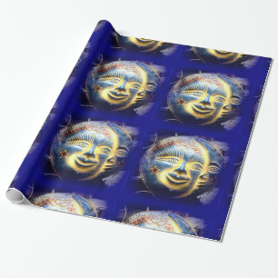 Presente face solar/face lua papel azul celeste de embalage