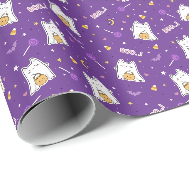 Presente Fantasma do Gato Halloween - Roll de Papel de Mold (Ponta do rolo)