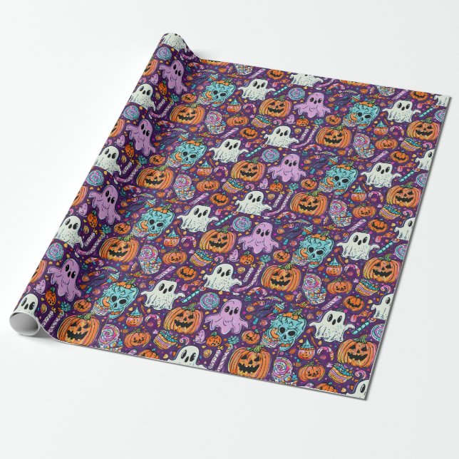 Presente Fantasmas do Dia das Bruxas Spooky e Papel de Enro (Desenrolado)