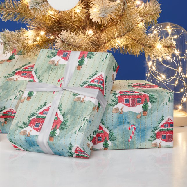 Presente Fazenda de Natal acolchoada fazenda de papel e árv (Feriados)