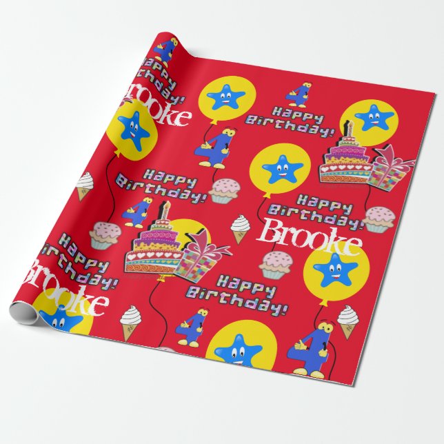 Presente Feliz 4.º Aniversário Molhando Balões de Papel #4 (Desenrolado)
